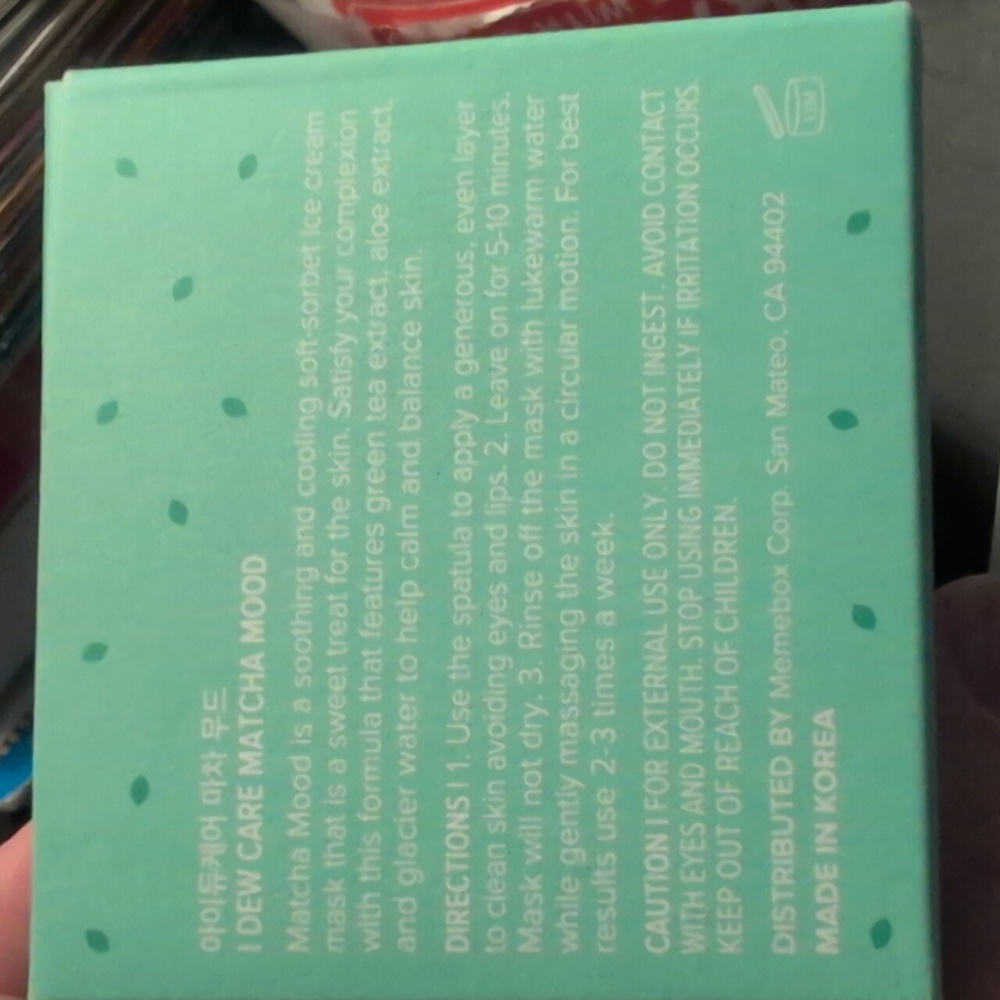 I Dew Care Matcha Mood🫧 Soothing Mask with Green Tea Extract NIB NEW IN BOX - Picture 7 of 16